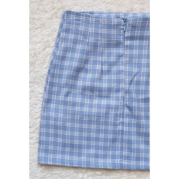 Plaid Print Slit Hem High Waist Mini Skirt, Size XS - Picture 15 of 16